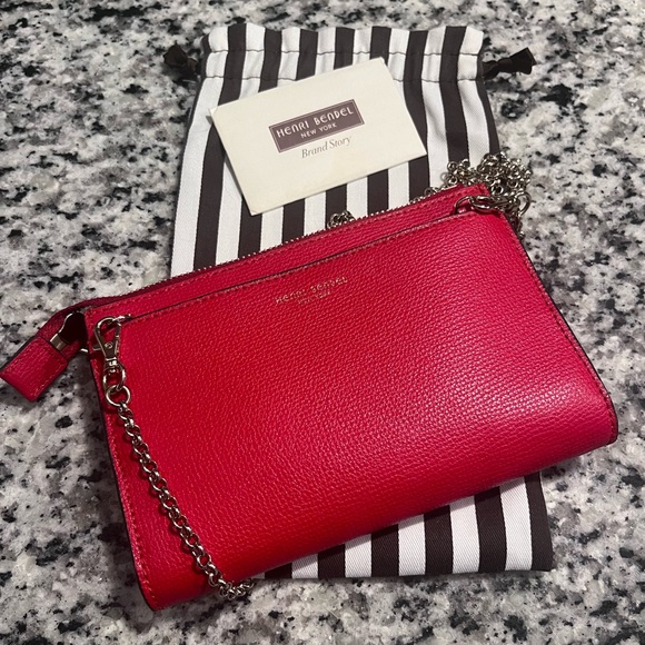 Henri Bendel Red Leather Chain Wristlet / Crossbody